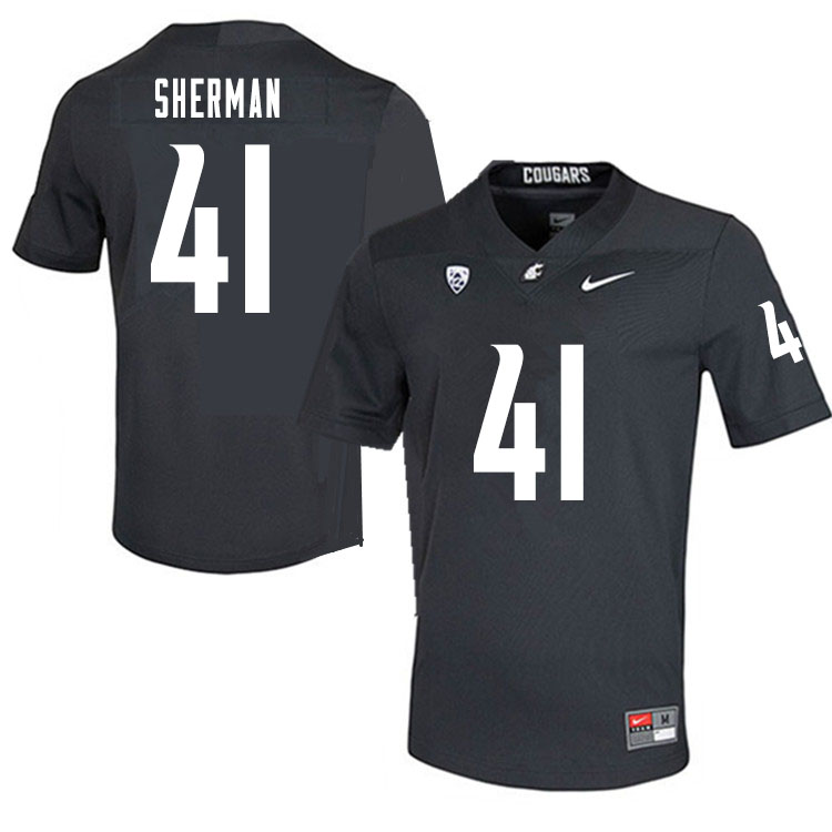 Men #41 Dillon Sherman Washington State Cougars College Football Jerseys Sale-Charcoal